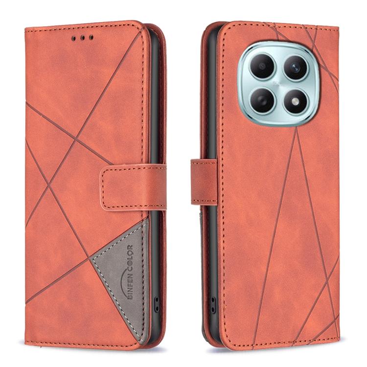 

For Redmi Note 15 5G Global 164mm Magnetic Buckle Rhombus Texture Leather Phone Case(Brown)