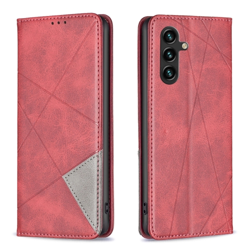 

For Samsung Galaxy A36 Rhombus Texture Magnetic Leather Phone Case(Red)