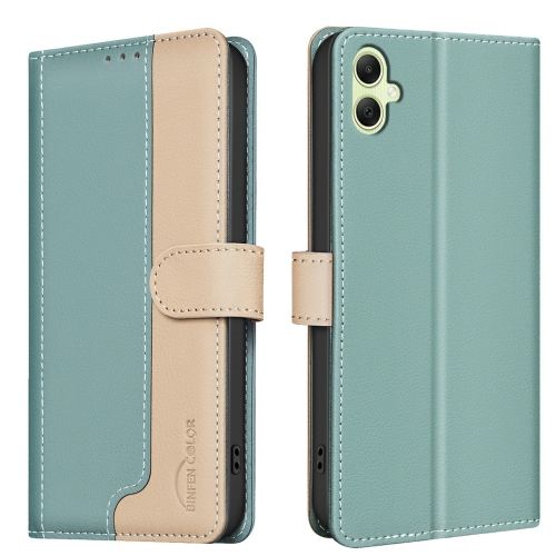 

For Samsung Galaxy A06 Color Matching RFID Anti-theft Leather Phone Case(Green)