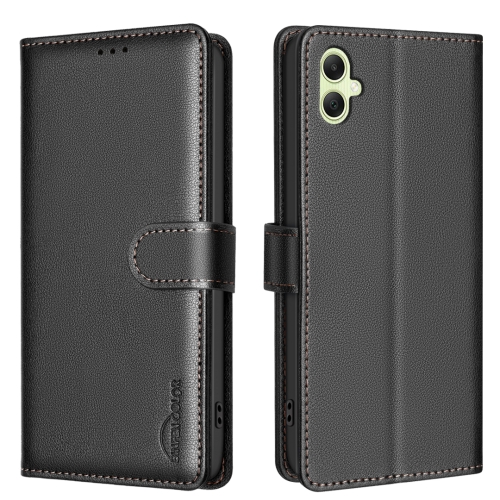 

For Samsung Galaxy A06 Litchi Texture RFID Anti-theft Leather Phone Case(Black)