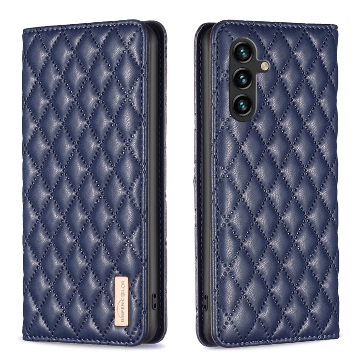 

For Samsung Galaxy A36 Diamond Lattice Magnetic Leather Flip Phone Case(Blue)