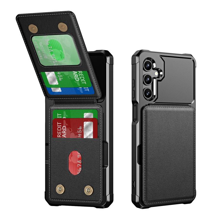

For Samsung Galaxy A16 5G Vertical Flip Card Bag Holder Leather Phone Case(Black)