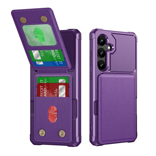 

For Samsung Galaxy S24 FE 5G Vertical Flip Card Bag Holder Leather Phone Case(Purple)