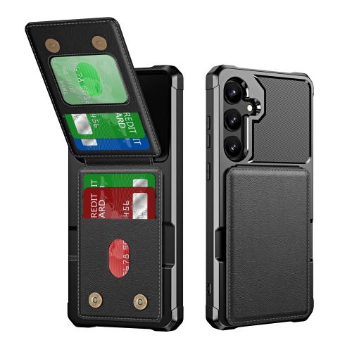 

For Samsung Galaxy S25 5G Vertical Flip Card Bag Holder Leather Phone Case(Black)