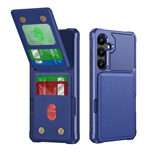 

For Samsung Galaxy S25+ 5G Vertical Flip Card Bag Holder Leather Phone Case(Dark Blue)