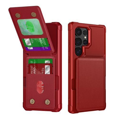 

For Samsung Galaxy S25 Ultra 5G Vertical Flip Card Bag Holder Leather Phone Case(Red)