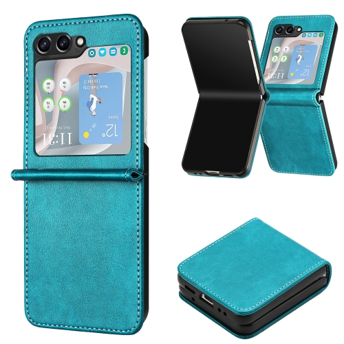 

For Samsung Galaxy Z Flip6 Solid Color Calf Texture Folding Leather Phone Case(Green)