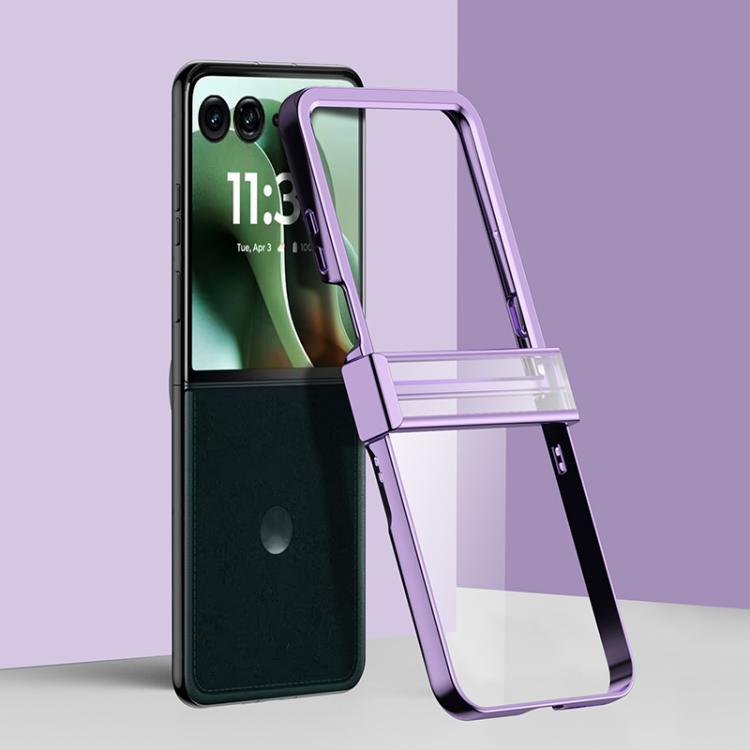 

For Motorola Razr 60 Ultra Three Parts 6D Electroplating PC Shockproof Phone Case(Purple)