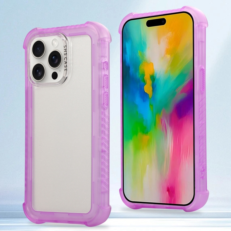 

For iPhone 16 Pro Transparent Matte TPU Hybrid PC 3-in-1 Phone Case(Purple)