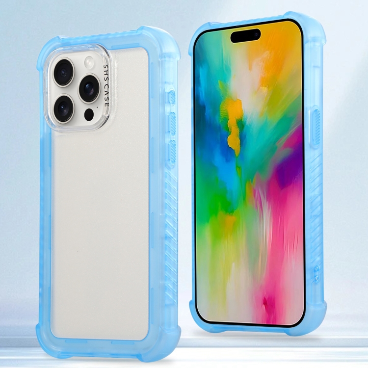 

For iPhone 16 Pro Transparent Matte TPU Hybrid PC 3-in-1 Phone Case(Blue)
