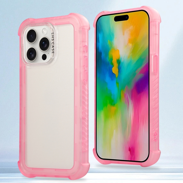 

For iPhone 16 Pro Transparent Matte TPU Hybrid PC 3-in-1 Phone Case(Pink)
