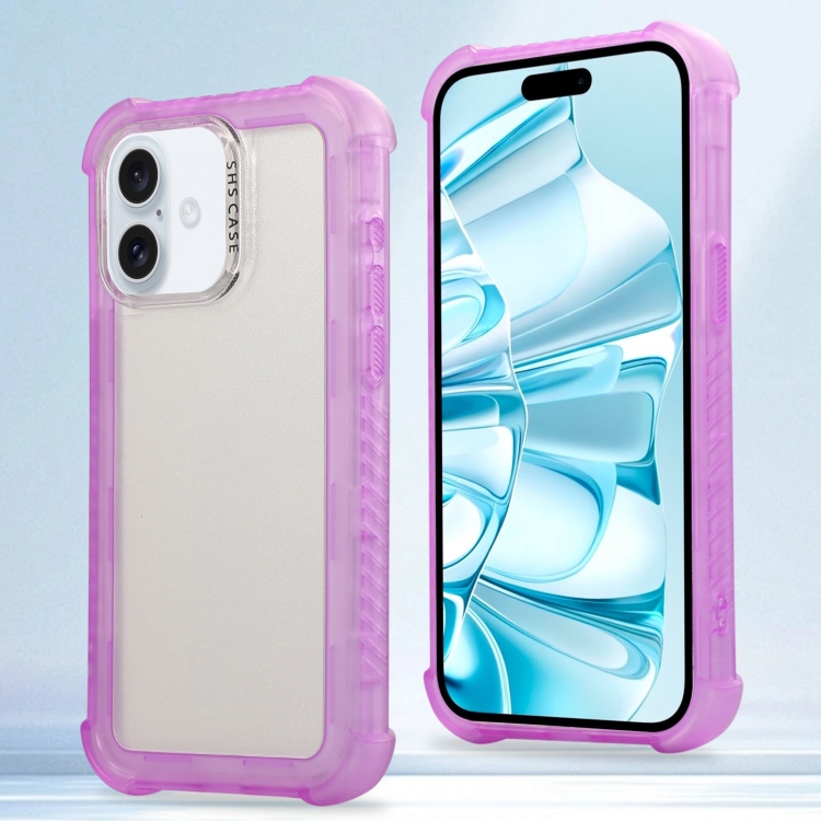 

For iPhone 16 Plus Transparent Matte TPU Hybrid PC 3-in-1 Phone Case(Purple)