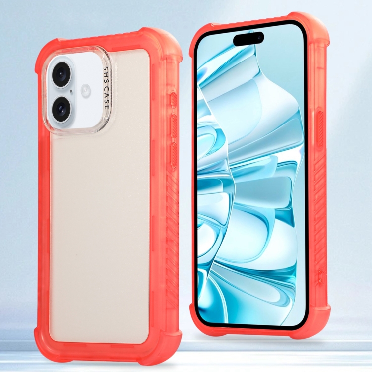 

For iPhone 16 Transparent Matte TPU Hybrid PC 3-in-1 Phone Case(Orange)