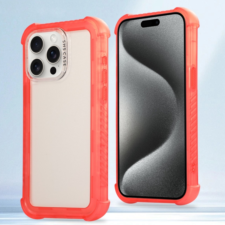 

For iPhone 15 Pro Transparent Matte TPU Hybrid PC 3-in-1 Phone Case(Orange)