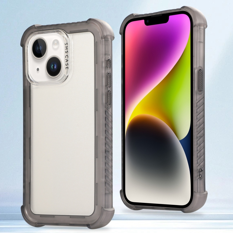 

For iPhone 14 Plus Transparent Matte TPU Hybrid PC 3-in-1 Phone Case(Grey)