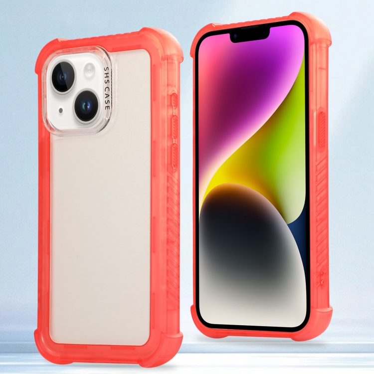 

For iPhone 14 Plus Transparent Matte TPU Hybrid PC 3-in-1 Phone Case(Orange)