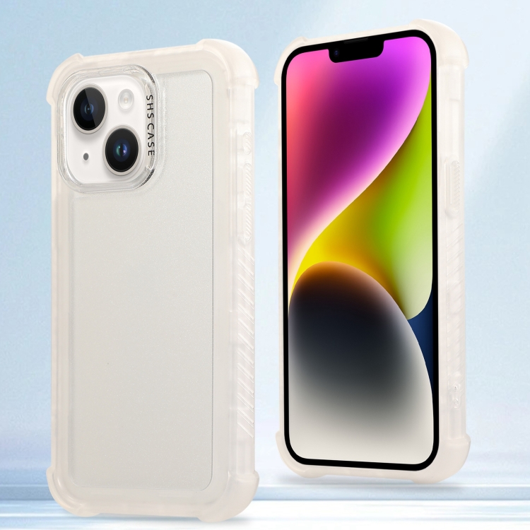 

For iPhone 14 Transparent Matte TPU Hybrid PC 3-in-1 Phone Case(White)