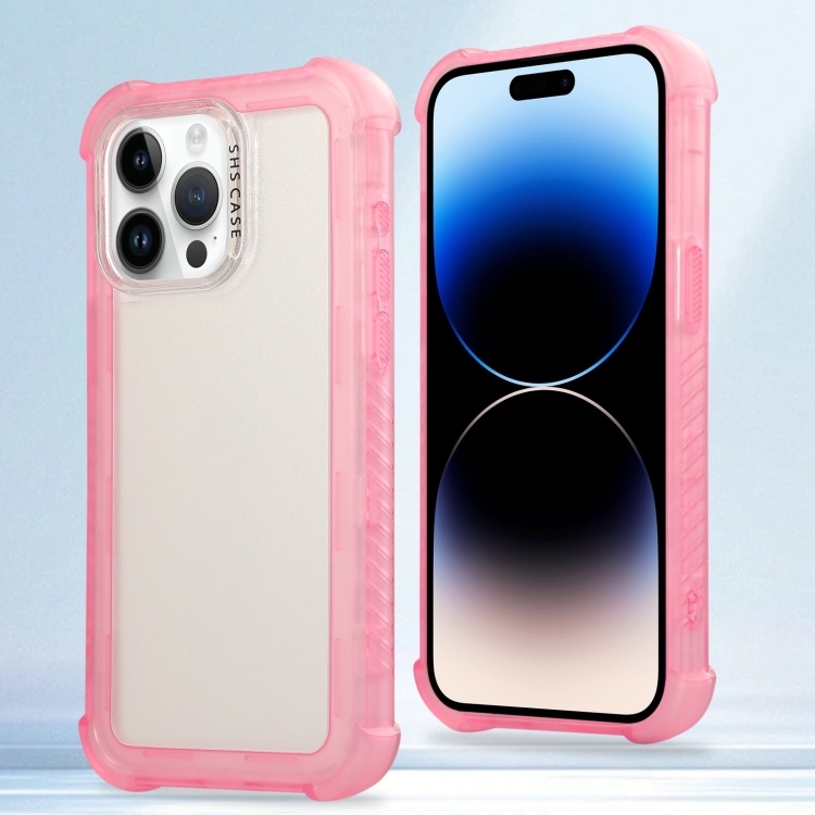 

For iPhone 14 Pro Transparent Matte TPU Hybrid PC 3-in-1 Phone Case(Pink)