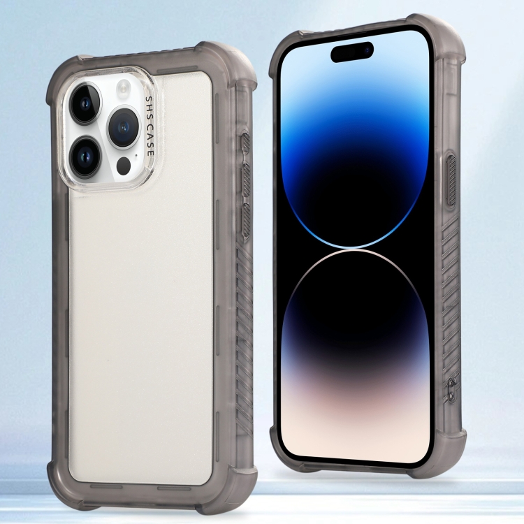 

For iPhone 14 Pro Max Transparent Matte TPU Hybrid PC 3-in-1 Phone Case(Grey)