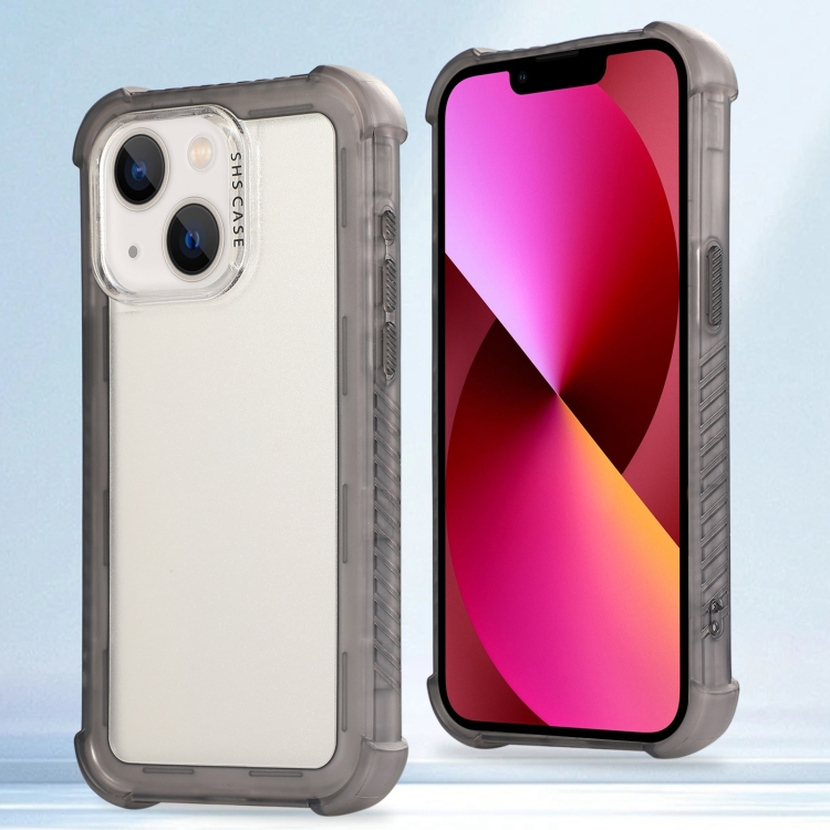

For iPhone 13 Transparent Matte TPU Hybrid PC 3-in-1 Phone Case(Grey)