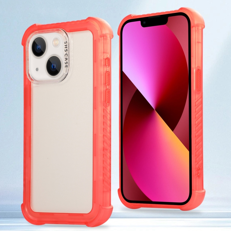 

For iPhone 13 Transparent Matte TPU Hybrid PC 3-in-1 Phone Case(Orange)