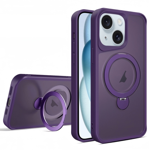 

For iPhone 15 Invisible Fulcrum Holder MagSafe Phone Case(Dark Purple)