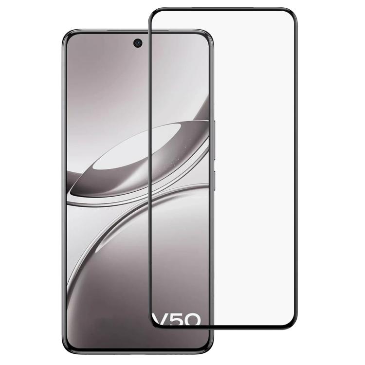 

For vivo V50 Full Glue 9H HD 3D Curved Edge Tempered Glass Film(Black)