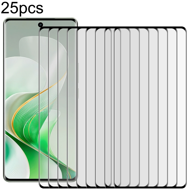 

For vivo V40 Pro / T3 Ultra 25pcs Full Glue 9H HD 3D Curved Edge Tempered Glass Film(Black)