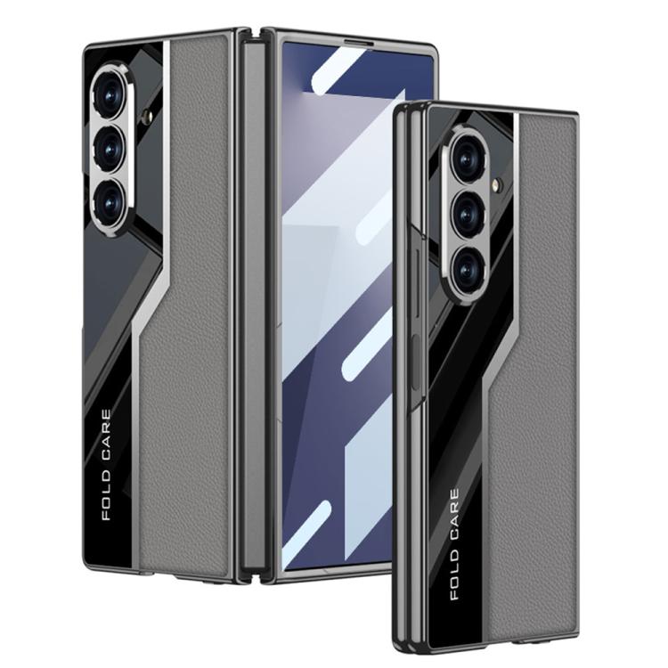 

For Samsung Galaxy Z Fold7 5G GKK Integrated Plating TPU + Leather Supercar Full Coverage Phone Case(Grey)