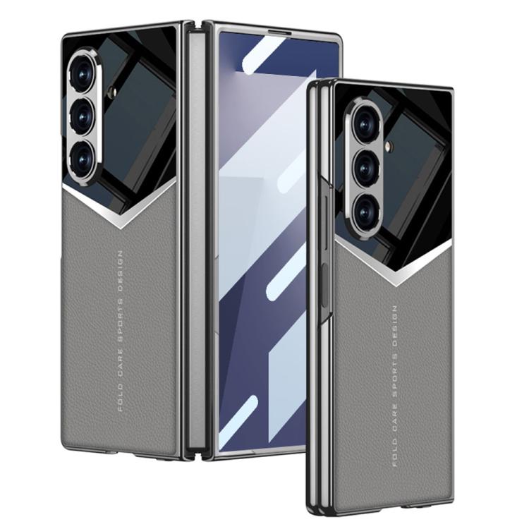 

For Samsung Galaxy Z Fold7 5G GKK Integrated Plating Leather Knight Full Coverage Phone Case(Grey)