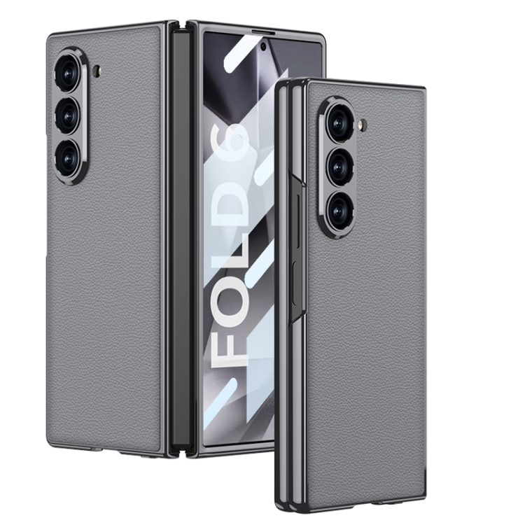 

For Samsung Galaxy Z Fold6 GKK Integrated Plating Leather Full Coverage Phone Case(Grey)