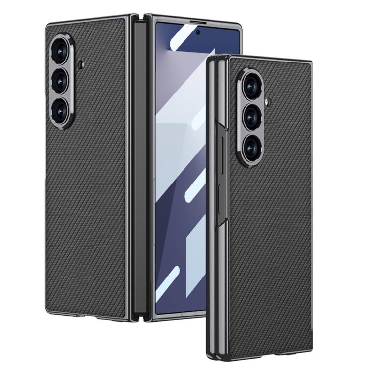 For Samsung Galaxy Z Fold7 5G GKK Integrated Plating Leather Full Coverage Phone Case(Carbon Fibre)