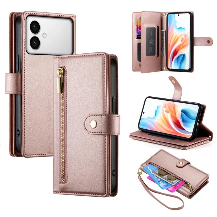 

For Samsung Galaxy S26 Edge 5G Nine Card-slot Zipper Wallet Bag Leather Phone Case(Pink)