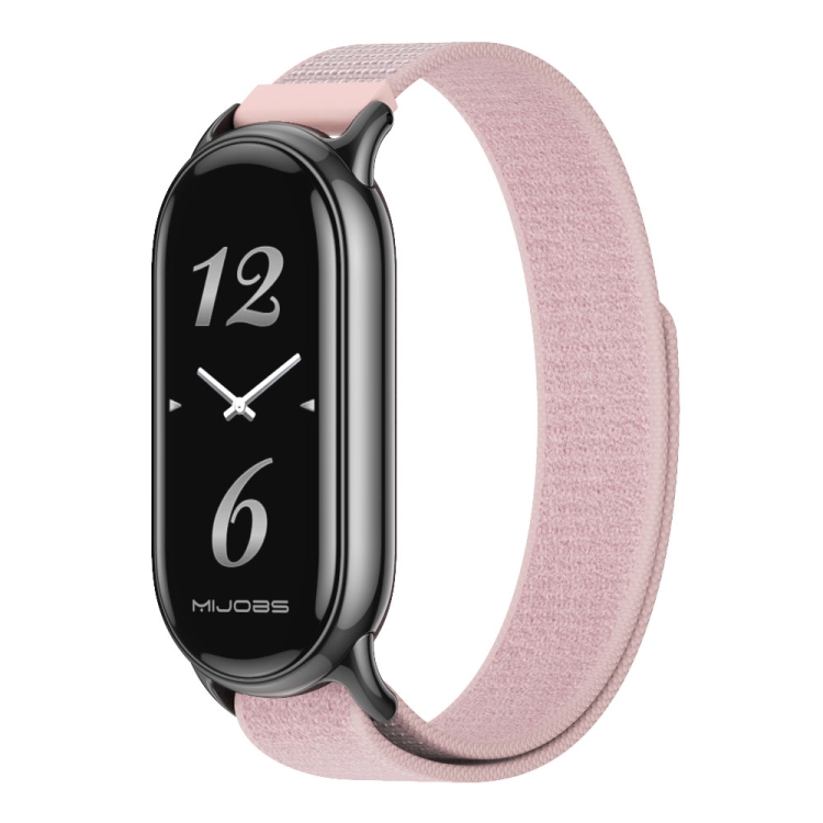 

For Xiaomi Smart Band 9 / 8 MIJOBS Nylon Watch Band Wristband(Pink Black)