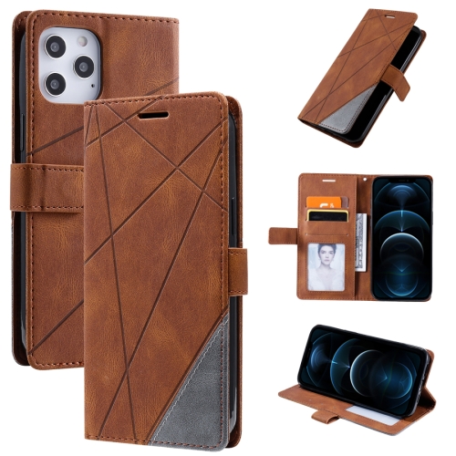 

For iPhone 12 Pro Max Skin Feel Splicing Horizontal Flip Leather Case with Holder & Card Slots & Wallet & Photo Frame(Brown)