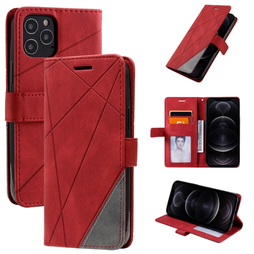 

For iPhone 12 / 12 Pro Skin Feel Splicing Horizontal Flip Leather Case with Holder & Card Slots & Wallet & Photo Frame(Red)