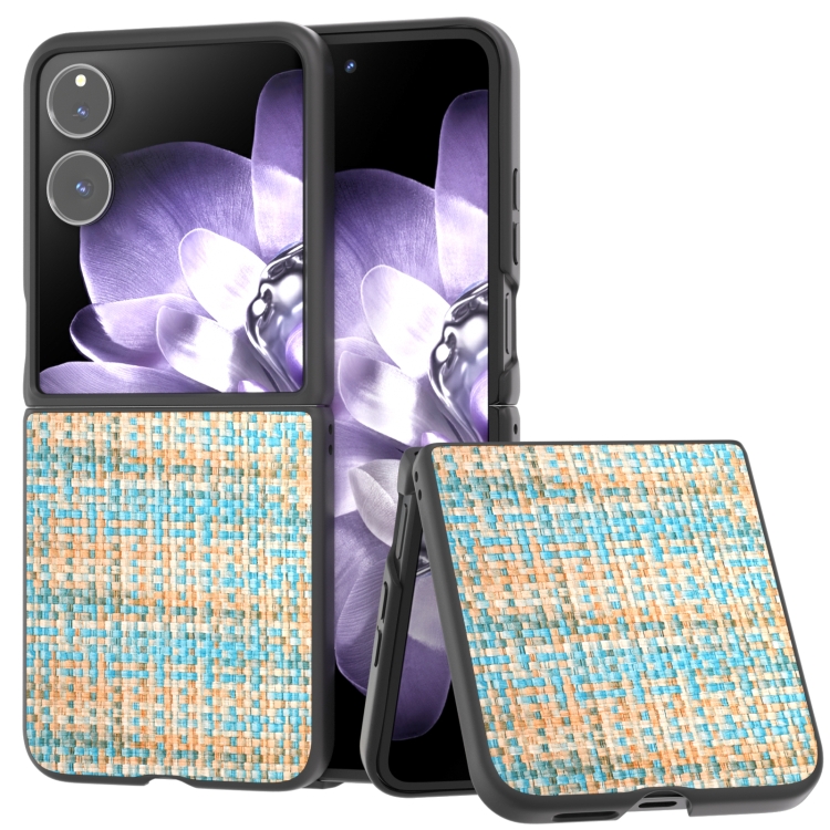 

For Xiaomi Mix Flip Black Frame Color Lattice Texture PU Phone Case(Blue)