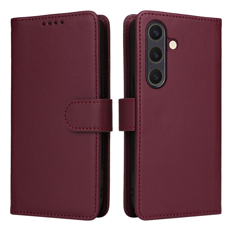 

For Samsung Galaxy S25 5G BETOPNICE BN-005 2 in 1 Detachable Imitate Genuine Leather Phone Case(Wine Red)
