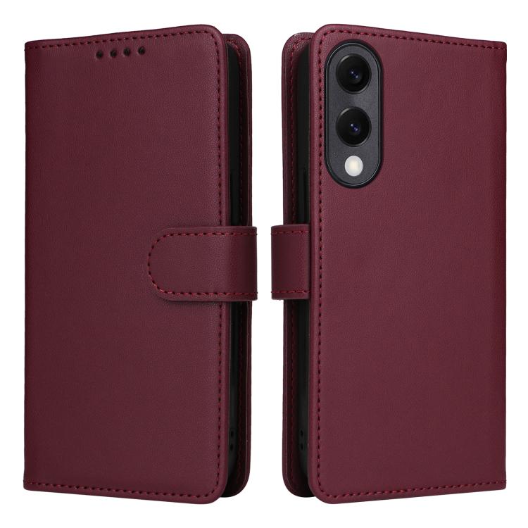 For Galaxy S25 Edge 5G BETOPNICE BN-005 2 in 1 Detachable Imitate Genuine Leather Phone Case(Wine Red)