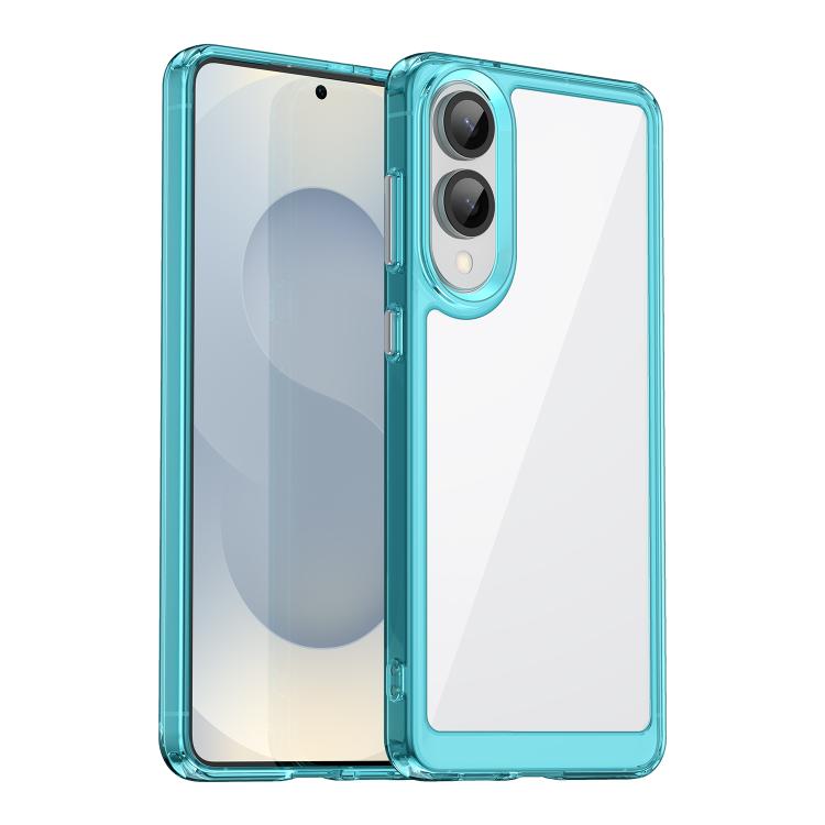 

For Samsung Galaxy S25 Edge 5G Colorful Series Acrylic Hybrid TPU Phone Case(Transparent Blue)