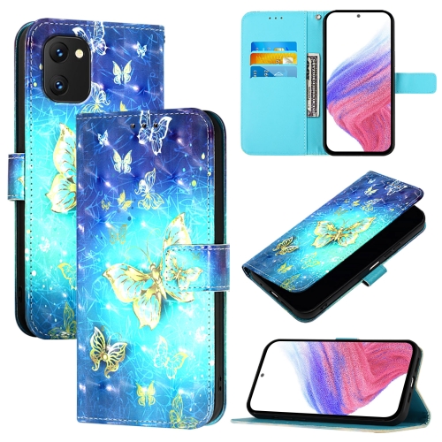 

For UMIDIGI Power 7 / Power 7S 3D Painting Horizontal Flip Leather Phone Case(Golden Butterfly)