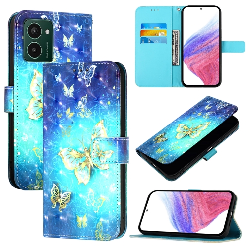 

For HMD Pulse Pro 3D Painting Horizontal Flip Leather Phone Case(Golden Butterfly)