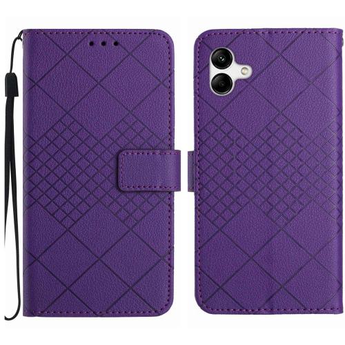 

For Samsung Galaxy A06 5G Rhombic Grid Texture Leather Phone Case(Purple)