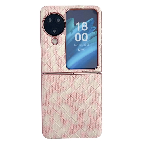 

For OPPO Find N3 Flip Colorful Woven Pattern Full Coverage Phone Case(Pink)