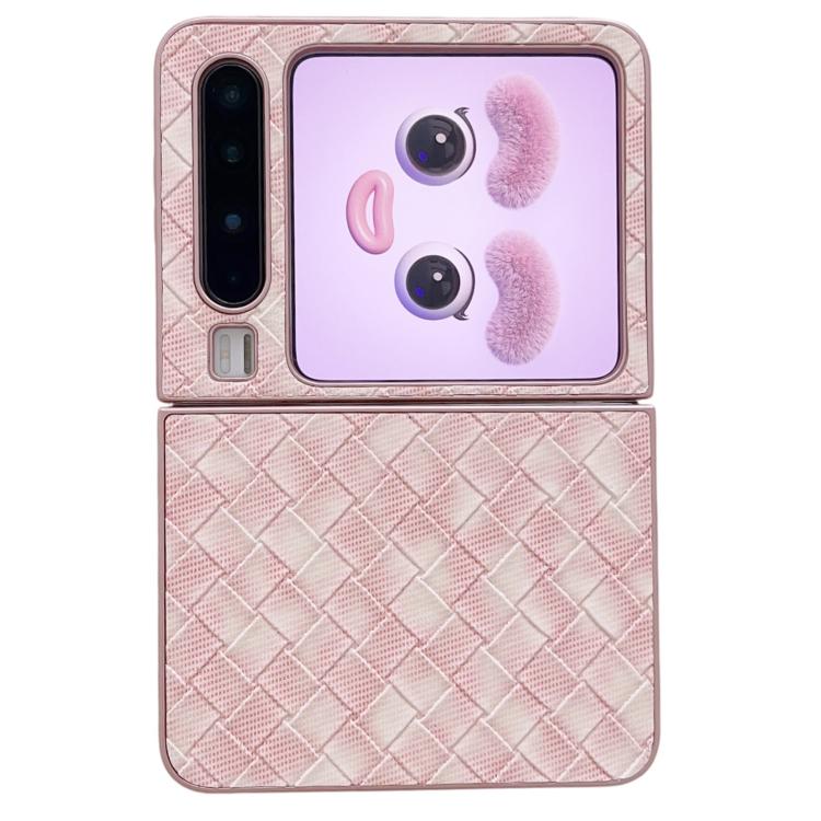 

For Huawei Pura X Colorful Woven Pattern Full Coverage Phone Case(Pink)