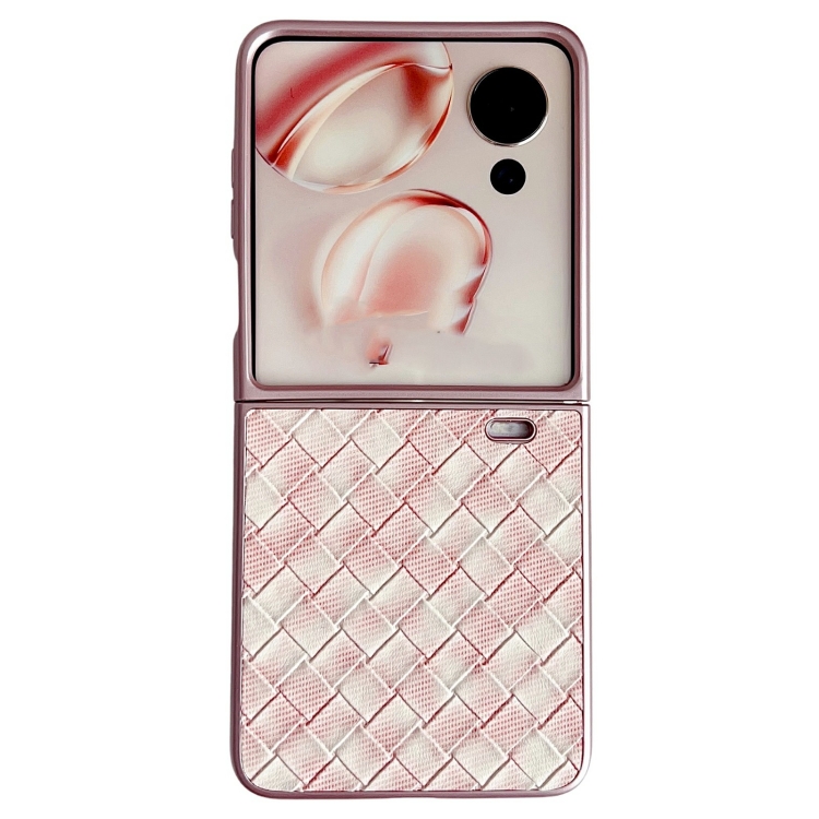

For Honor Magic V Flip Colorful Woven Pattern Full Coverage Phone Case(Pink)