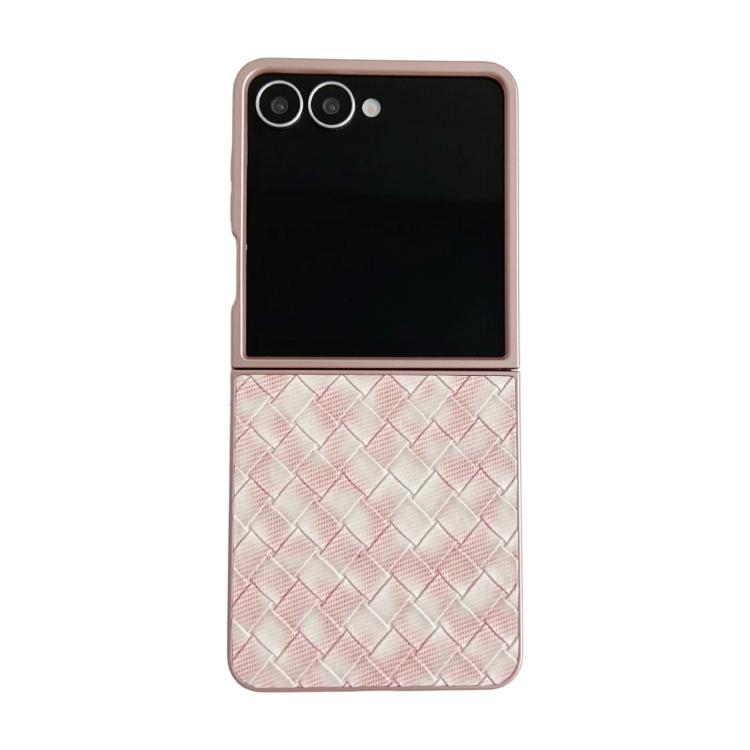 

For Samsung Galaxy Z Flip7 5G Colorful Woven Pattern Full Coverage Phone Case(Pink)