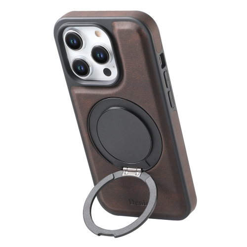 

For iPhone 12 Pro Max Denior A14 Skin Feel Rotating Holder MagSafe Phone Case(Brown)