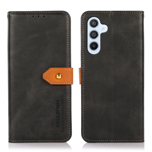 For Samsung Galaxy M35 KHAZNEH Dual-color Cowhide Texture Flip Leather Phone Case(Black)