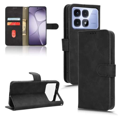 

For Redmi K70 Ultra Skin Feel Magnetic Flip Leather Phone Case(Black)